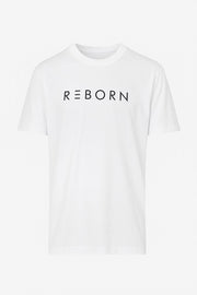 t shirtt bianca con scritta nera su sfondo bianco reborn